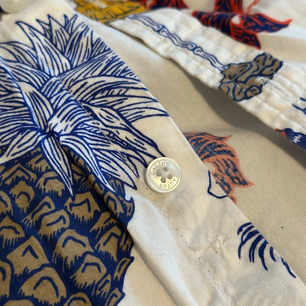 Cactus Man Hawaii Print Men's Shirt Slim Fit Men’s Small